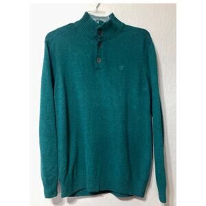 Timberland Men’s Wool Blend Henley Sweater Green Mock Neck Regular Fit Size XXL